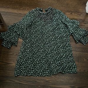 Anthropologie Ranna Gill 🔴 Small Green Puff Sleeve Dress